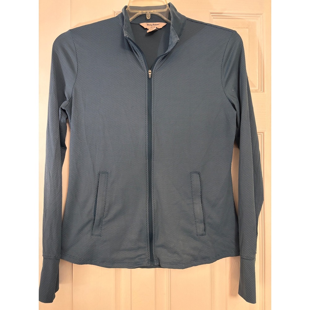 Tommy Bahama Active Womens‎ Blue Honeycomb Full Zip Jacket Thumbholes